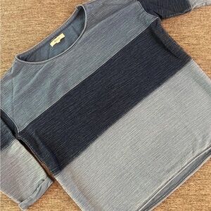 Madewell Womens Denim Look Colorblock Pullover Sweatshirt Lightweight Size S